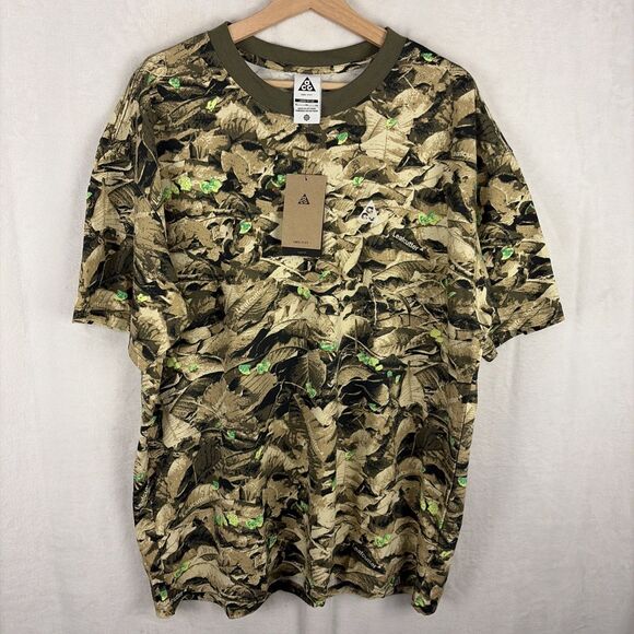Nike ACG Dri-FIT Leaf Camo Loose Fit Shirt Men's size XL Olive HJ0794-222 NWT - Picture 1 of 7